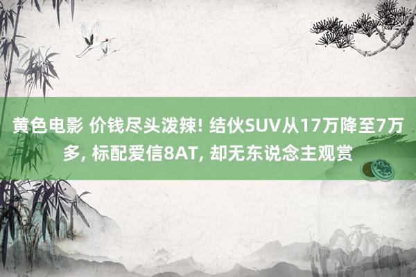 黄色电影 价钱尽头泼辣! 结伙SUV从17万降至7万多， 标配爱信8AT， 却无东说念主观赏