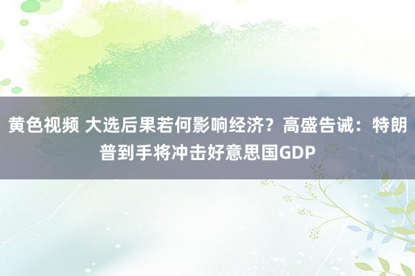 黄色视频 大选后果若何影响经济？高盛告诫：特朗普到手将冲击好意思国GDP