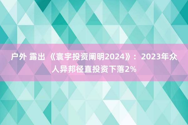 户外 露出 《寰宇投资阐明2024》：2023年众人异邦径直投资下落2%