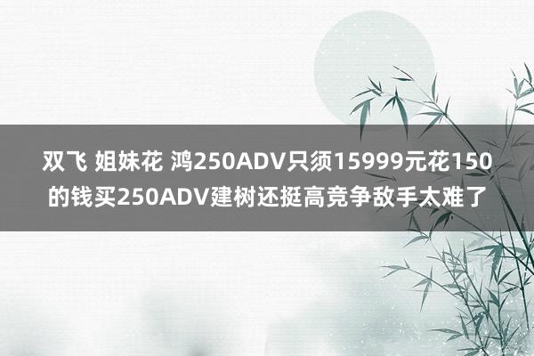 双飞 姐妹花 鸿250ADV只须15999元花150的钱买250ADV建树还挺高竞争敌手太难了