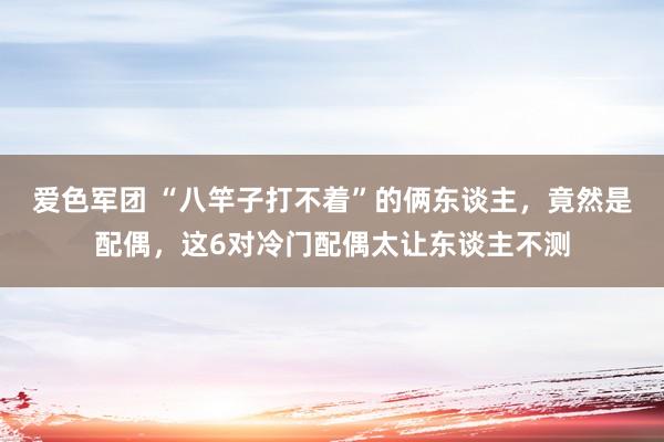 爱色军团 “八竿子打不着”的俩东谈主，竟然是配偶，这6对冷门配偶太让东谈主不测