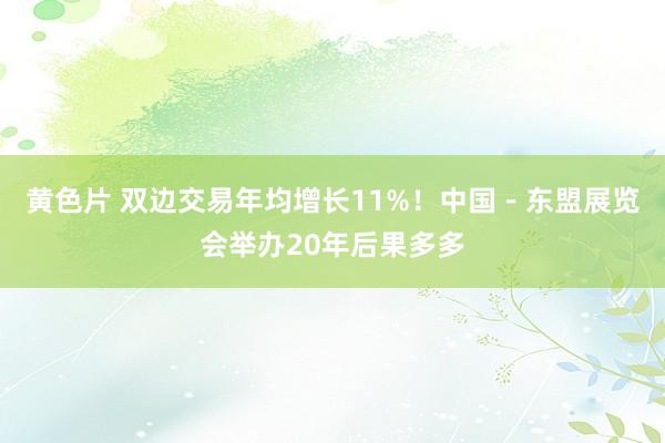 黄色片 双边交易年均增长11%！中国－东盟展览会举办20年后果多多