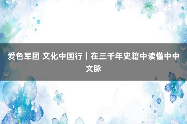 爱色军团 文化中国行｜在三千年史籍中读懂中中文脉