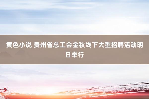 黄色小说 贵州省总工会金秋线下大型招聘活动明日举行