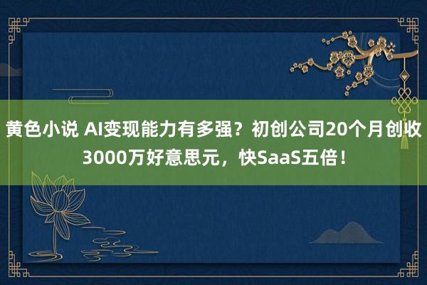 黄色小说 AI变现能力有多强？初创公司20个月创收3000万好意思元，快SaaS五倍！