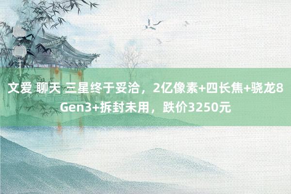 文爱 聊天 三星终于妥洽，2亿像素+四长焦+骁龙8Gen3+拆封未用，跌价3250元