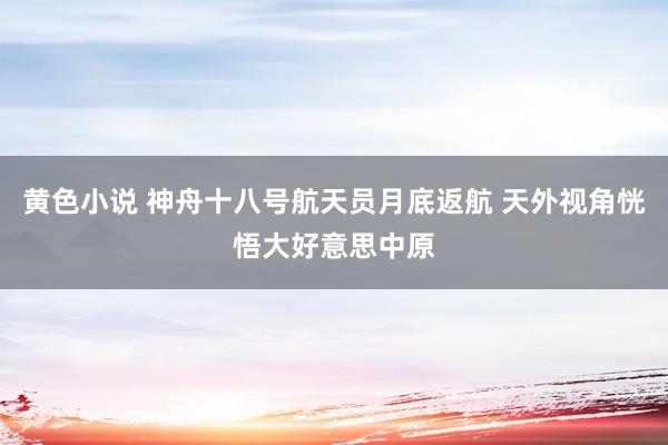 黄色小说 神舟十八号航天员月底返航 天外视角恍悟大好意思中原