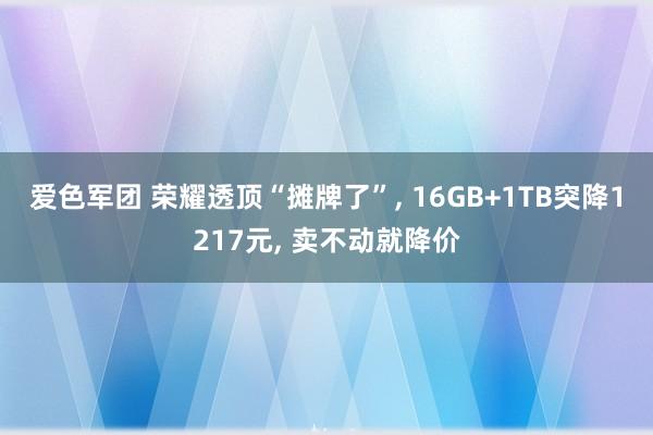 爱色军团 荣耀透顶“摊牌了”， 16GB+1TB突降1217元， 卖不动就降价