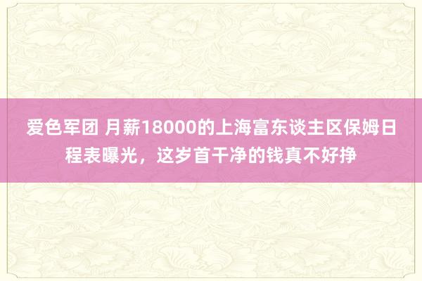 爱色军团 月薪18000的上海富东谈主区保姆日程表曝光，这岁首干净的钱真不好挣