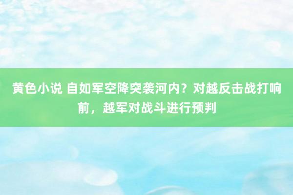 黄色小说 自如军空降突袭河内？对越反击战打响前，越军对战斗进行预判