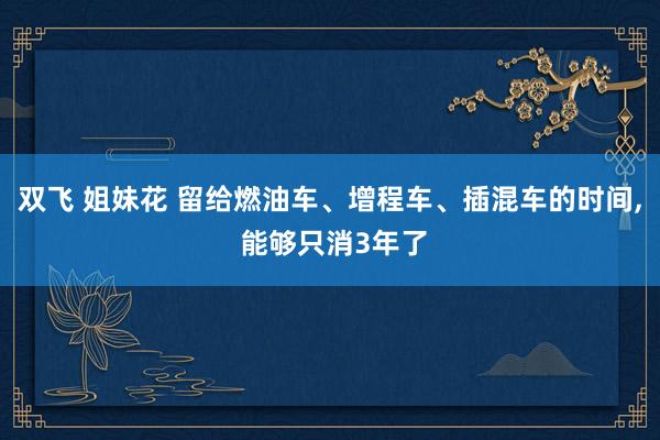 双飞 姐妹花 留给燃油车、增程车、插混车的时间， 能够只消3年了