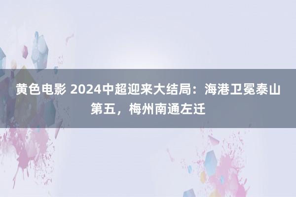 黄色电影 2024中超迎来大结局：海港卫冕泰山第五，梅州南通左迁