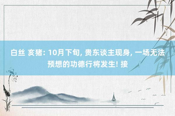 白丝 亥猪: 10月下旬， 贵东谈主现身， 一场无法预想的功德行将发生! 接