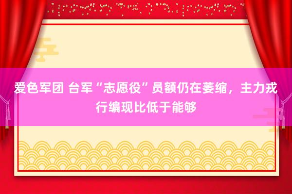 爱色军团 台军“志愿役”员额仍在萎缩，主力戎行编现比低于能够