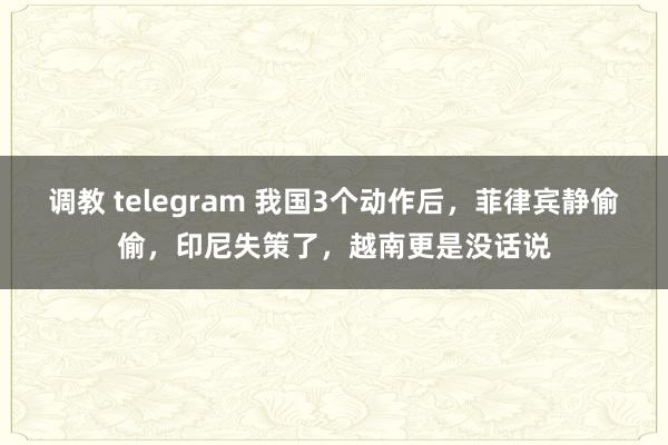 调教 telegram 我国3个动作后，菲律宾静偷偷，印尼失策了，越南更是没话说