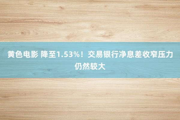 黄色电影 降至1.53%！交易银行净息差收窄压力仍然较大