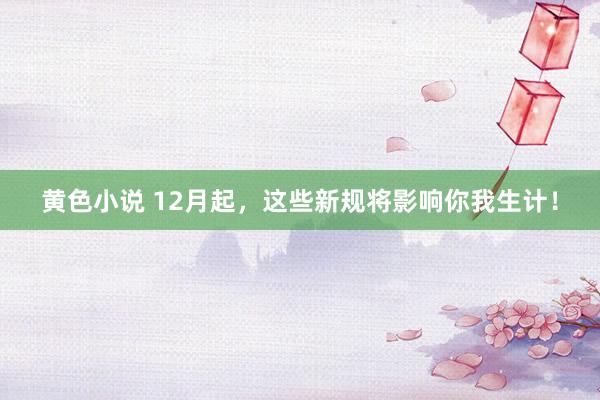 黄色小说 12月起，这些新规将影响你我生计！