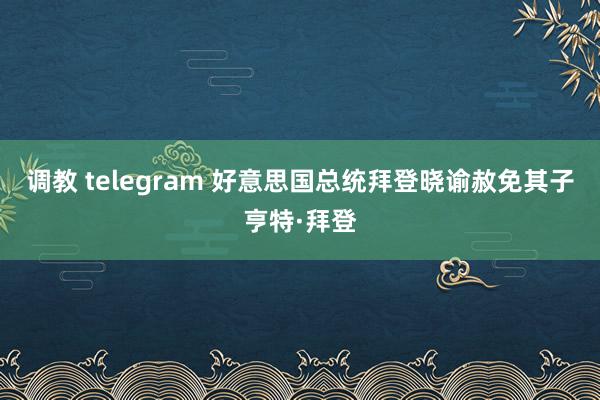 调教 telegram 好意思国总统拜登晓谕赦免其子亨特·拜登