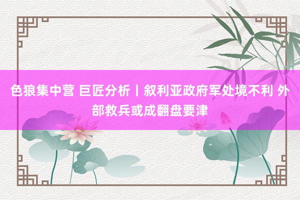 色狼集中营 巨匠分析丨叙利亚政府军处境不利 外部救兵或成翻盘要津