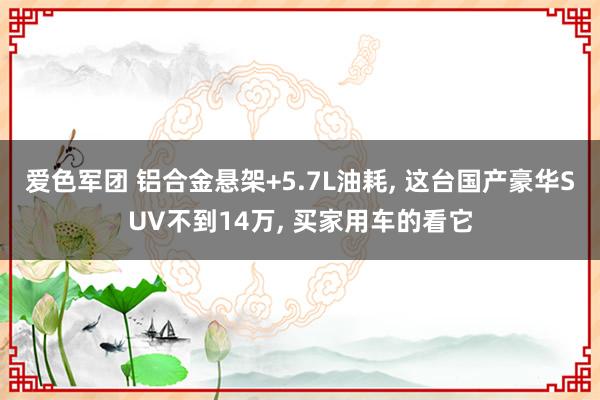 爱色军团 铝合金悬架+5.7L油耗， 这台国产豪华SUV不到14万， 买家用车的看它