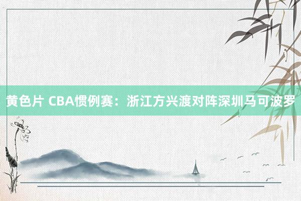 黄色片 CBA惯例赛：浙江方兴渡对阵深圳马可波罗