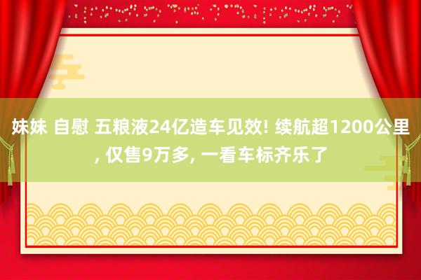 妹妹 自慰 五粮液24亿造车见效! 续航超1200公里， 仅售9万多， 一看车标齐乐了