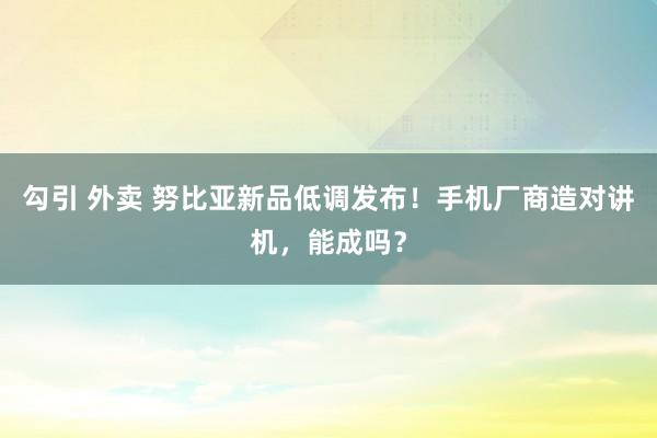 勾引 外卖 努比亚新品低调发布！手机厂商造对讲机，能成吗？