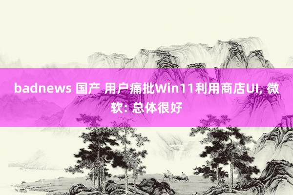 badnews 国产 用户痛批Win11利用商店UI， 微软: 总体很好