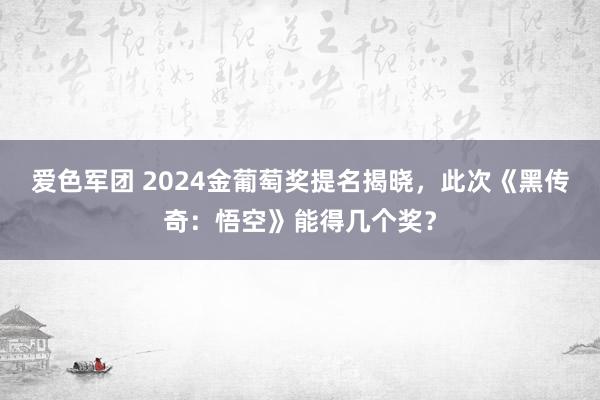 爱色军团 2024金葡萄奖提名揭晓，此次《黑传奇：悟空》能得几个奖？