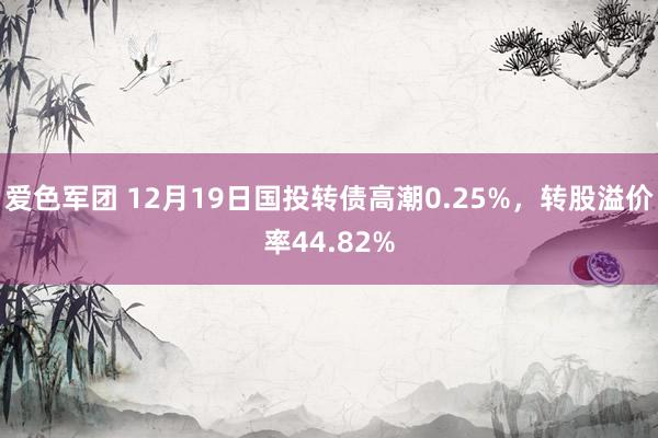 爱色军团 12月19日国投转债高潮0.25%，转股溢价率44.82%