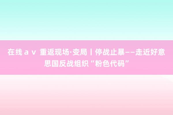 在线ａｖ 重返现场·变局丨停战止暴——走近好意思国反战组织“粉色代码”