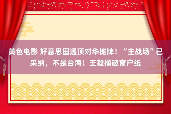 黄色电影 好意思国透顶对华摊牌！“主战场”已采纳，不是台海！王毅捅破窗户纸