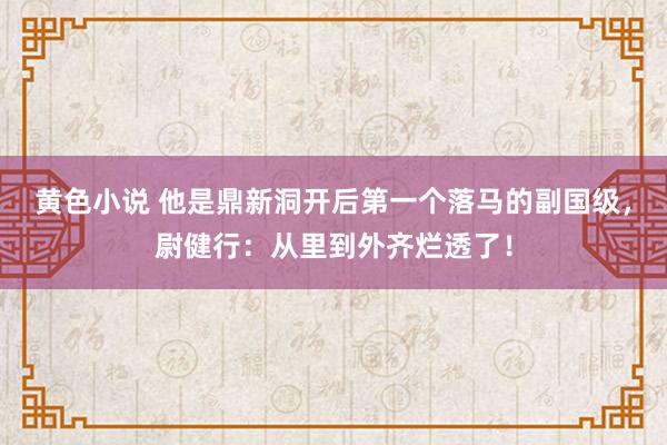 黄色小说 他是鼎新洞开后第一个落马的副国级，尉健行：从里到外齐烂透了！