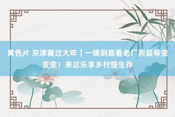 黄色片 京津冀过大年｜一镜到底看老厂房超等变变变！来这乐享乡村慢生存