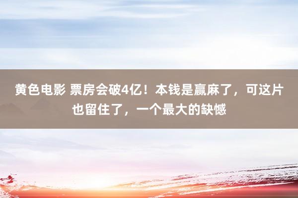 黄色电影 票房会破4亿！本钱是赢麻了，可这片也留住了，一个最大的缺憾