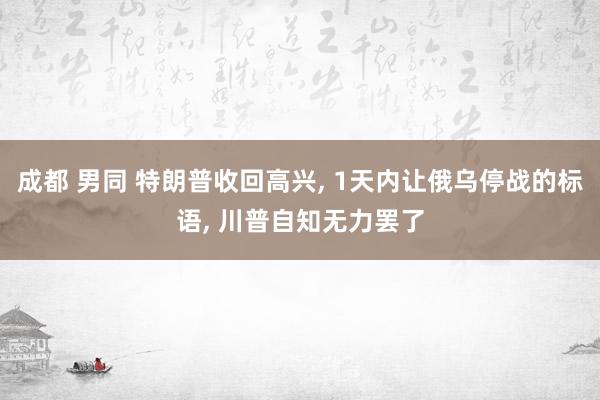 成都 男同 特朗普收回高兴， 1天内让俄乌停战的标语， 川普自知无力罢了