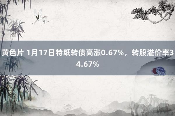 黄色片 1月17日特纸转债高涨0.67%，转股溢价率34.67%